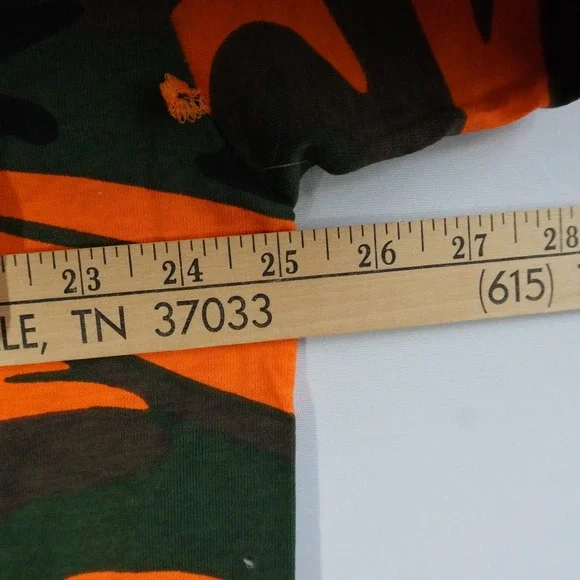 Zeep World Sports Mens XL Orange Green Camo T-Shirt Short Sleeve Cotton Tee - Picture 5 of 7